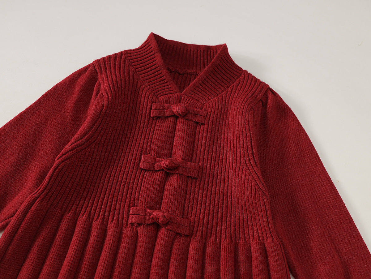 New Chinese Style Knit Dress for Girls-K5145776