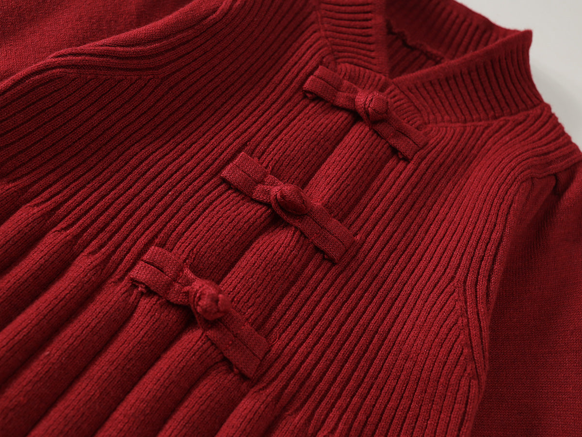 New Chinese Style Knit Dress for Girls-K5145776