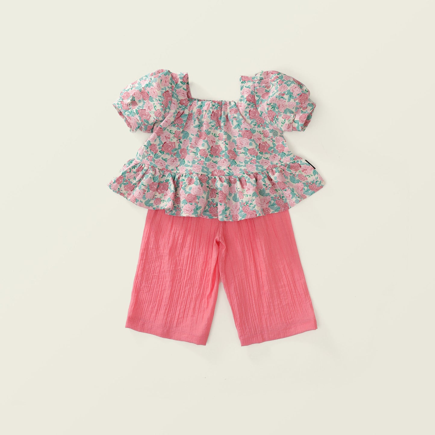 Girl's Pink Floral Summer Two-Piece Set