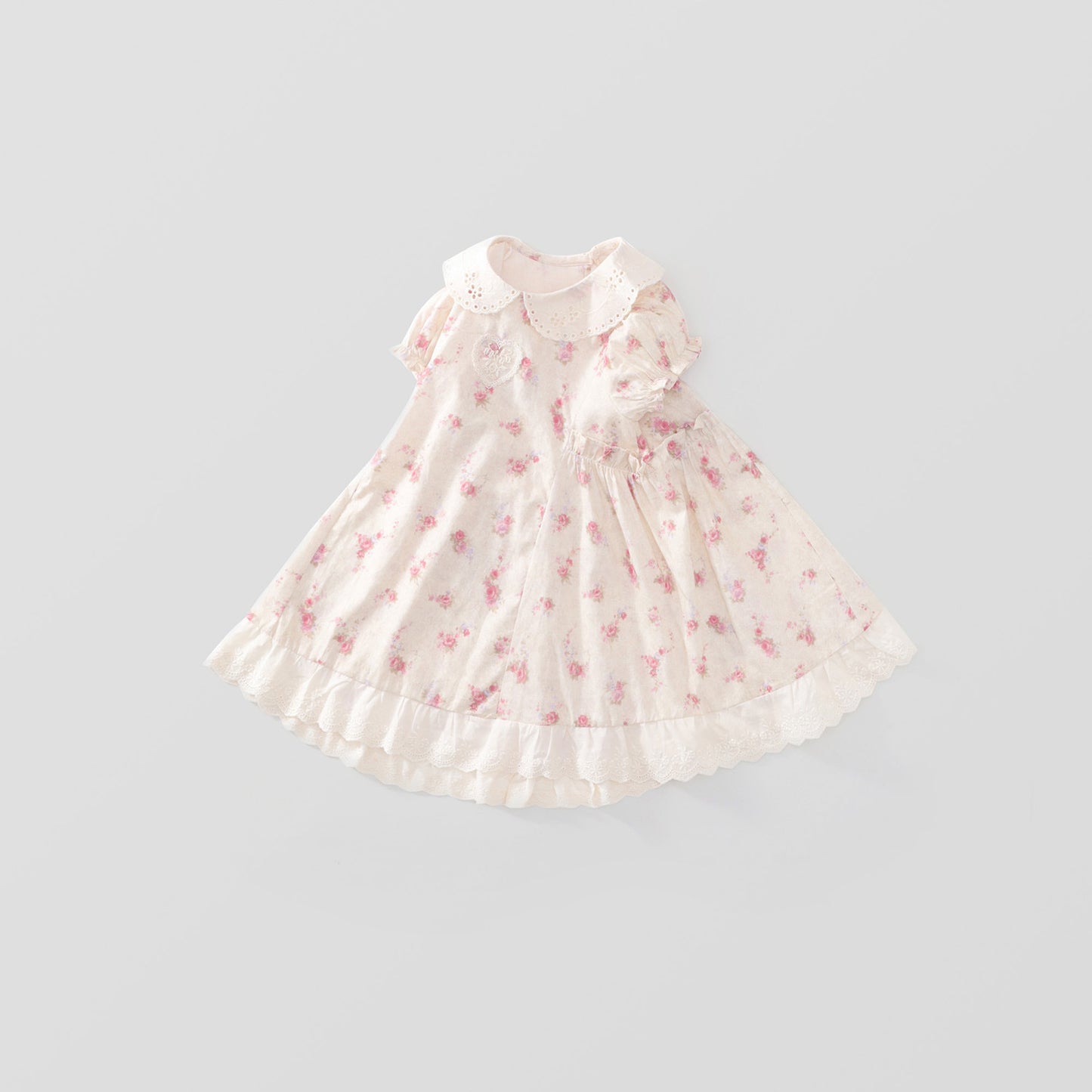 Girl's Pink Floral Lace Princess Dress