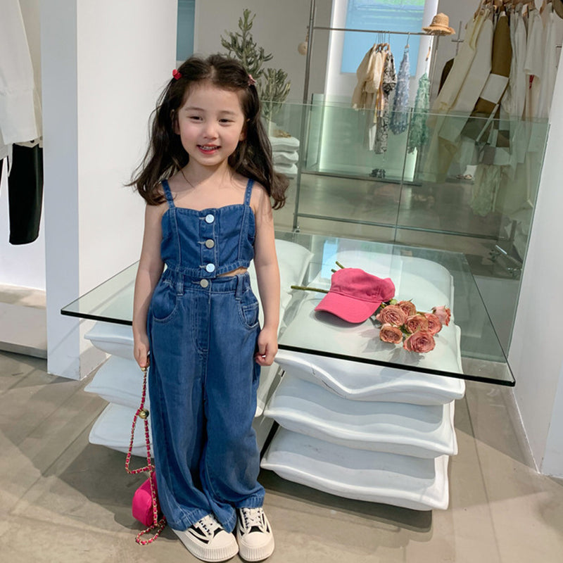 Girl's Summer New Arrival: Denim Vest & Pants Set K2220471/K4125522