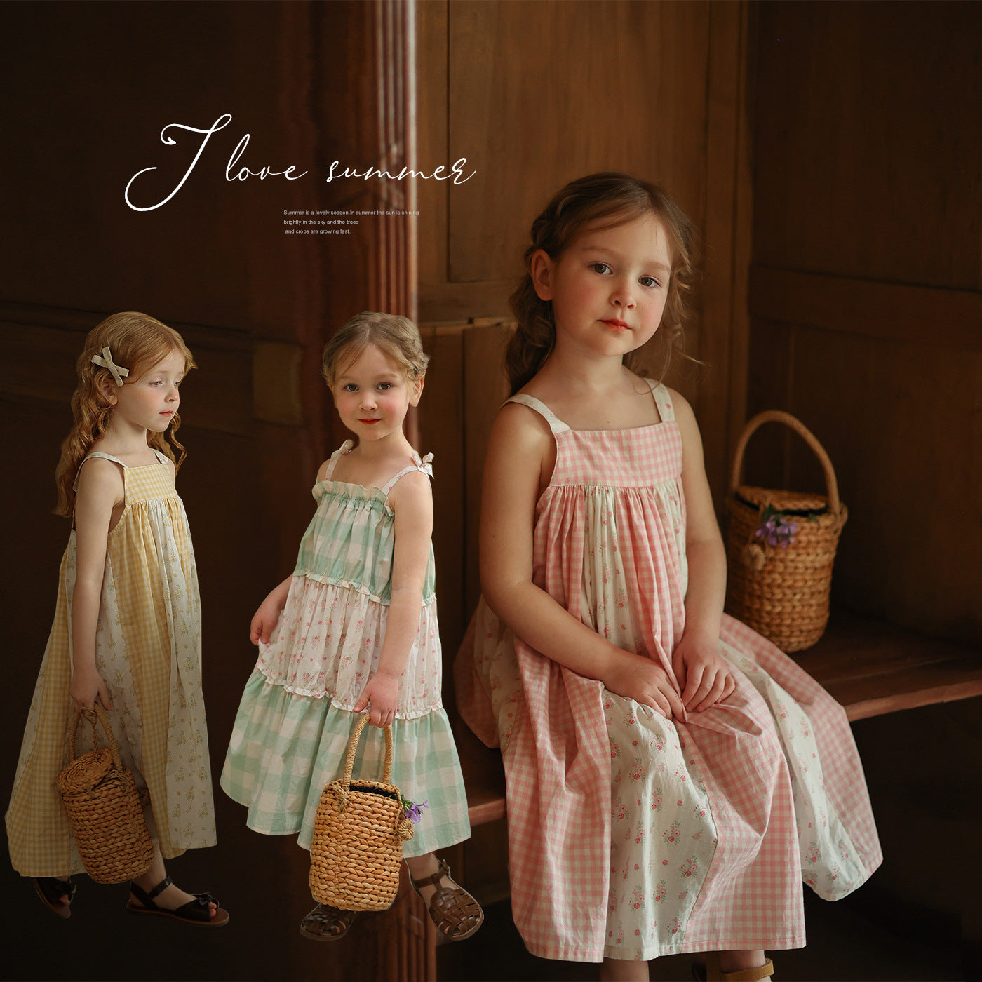 Girl's Summer Checkered Patchwork Dress