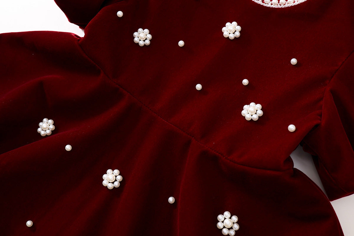 Girl's Red Velvet Dress