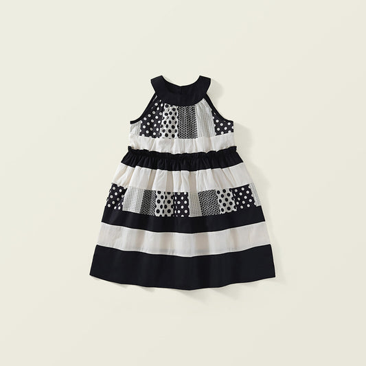 Monochrome Patchwork Halter Dress - K6125980