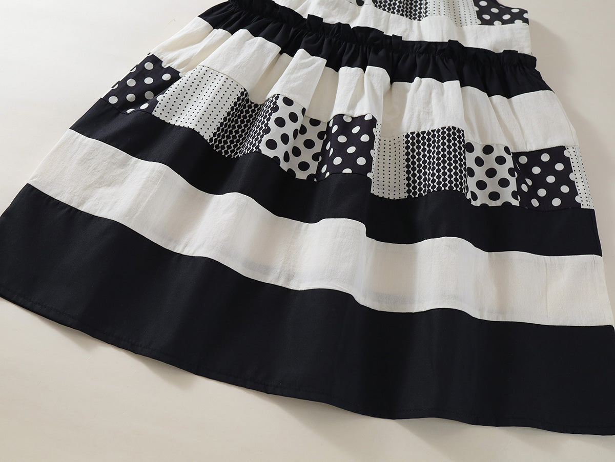 Monochrome Patchwork Halter Dress - K6125980