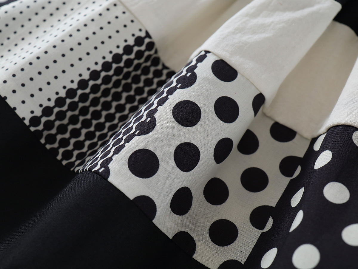 Monochrome Patchwork Halter Dress - K6125980