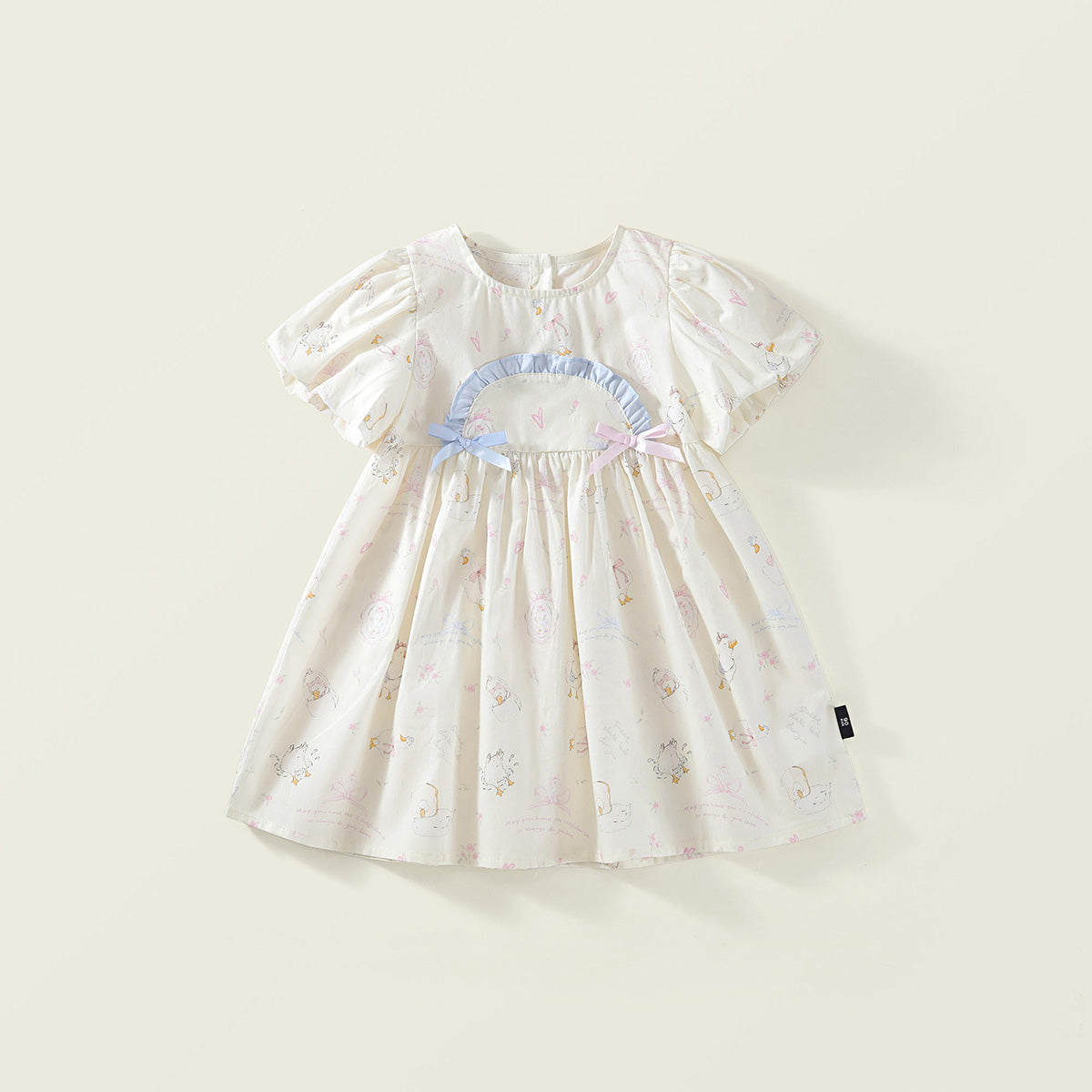 Toddler Girl’s Whimsical Print Puff Sleeve Dress - K6125997