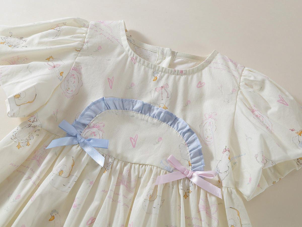 Toddler Girl’s Whimsical Print Puff Sleeve Dress - K6125997