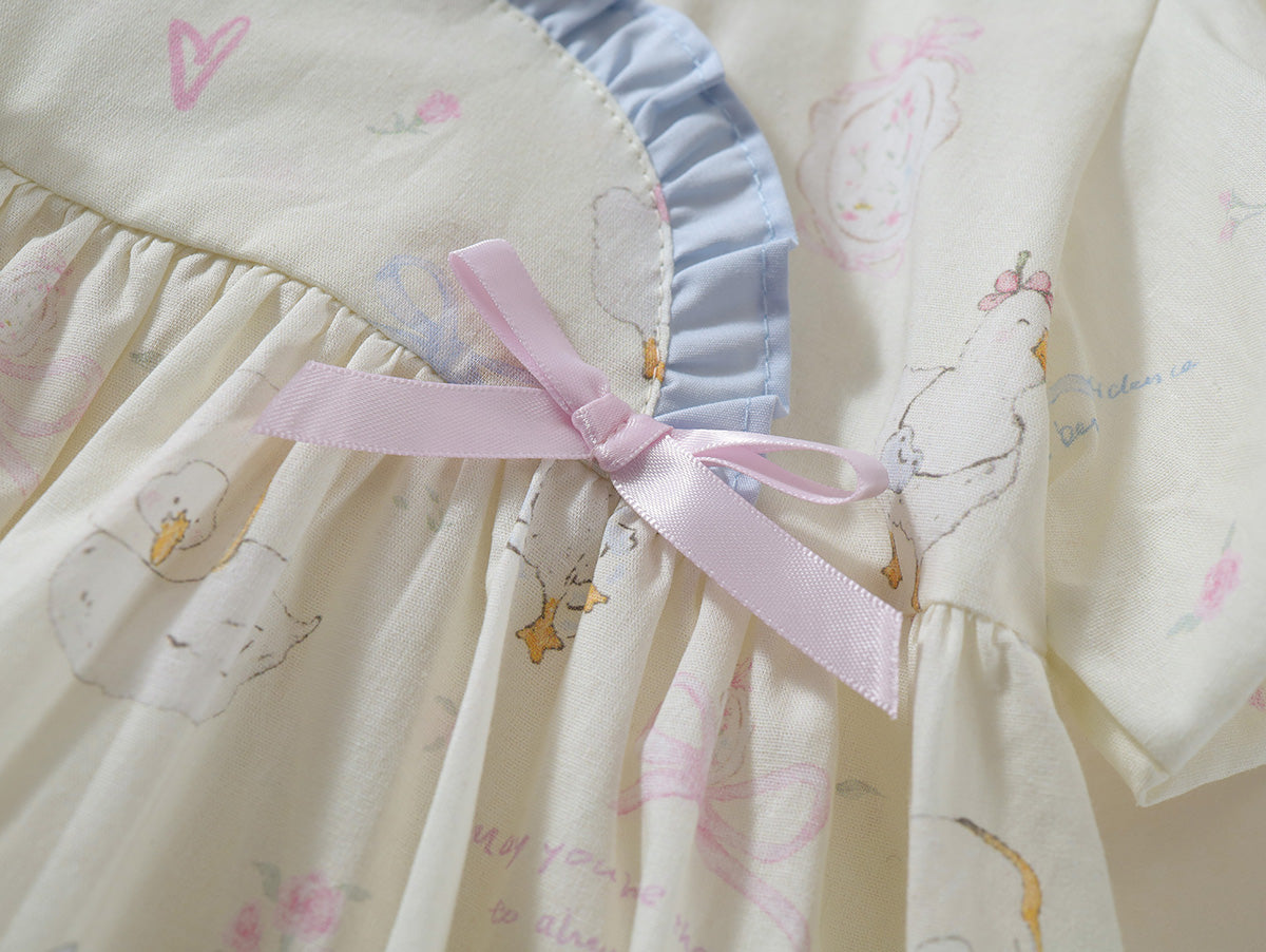 Toddler Girl’s Whimsical Print Puff Sleeve Dress - K6125997