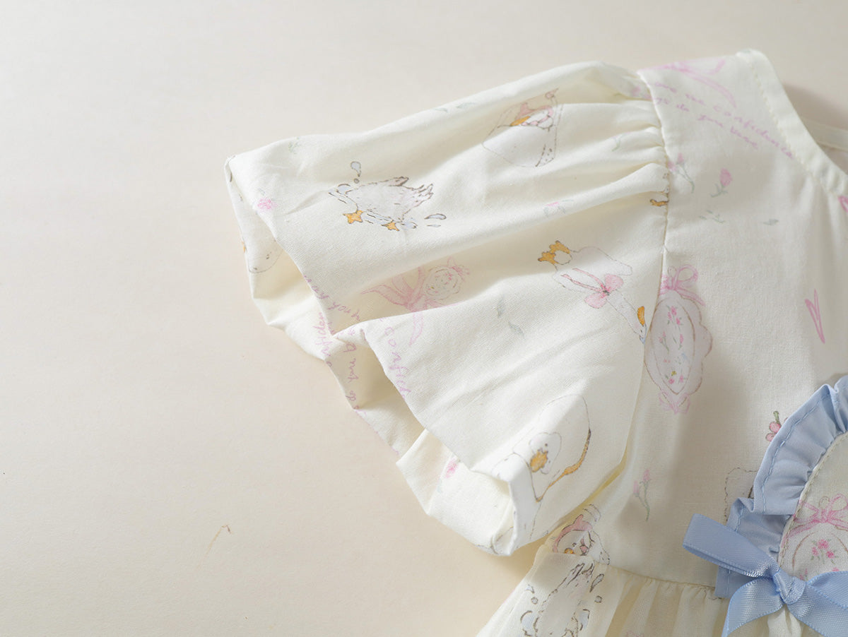 Toddler Girl’s Whimsical Print Puff Sleeve Dress - K6125997