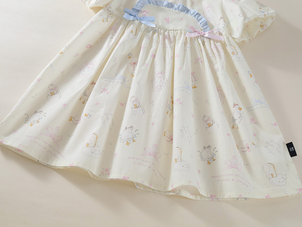 Toddler Girl’s Whimsical Print Puff Sleeve Dress - K6125997