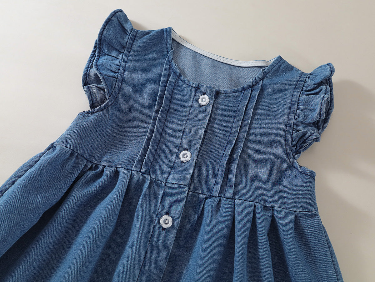 Girl's Ruffled Denim Dress -K6125979