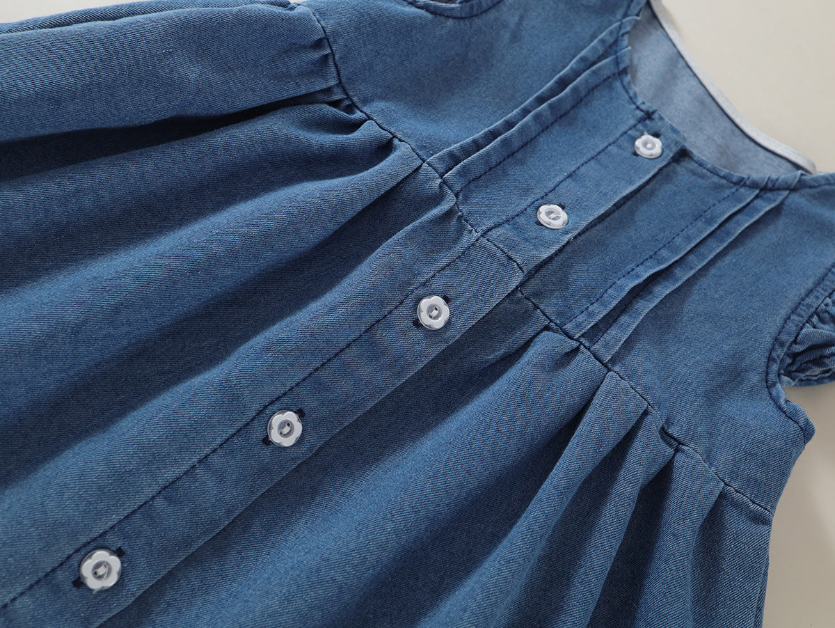 Girl's Ruffled Denim Dress -K6125979