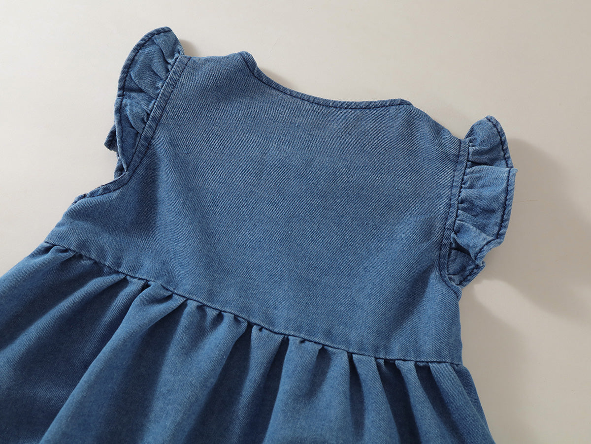Girl's Ruffled Denim Dress -K6125979