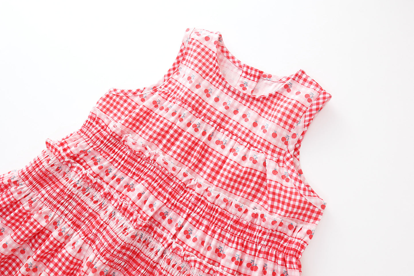 Girls Sweet Strawberry Print Sleeveless Dress