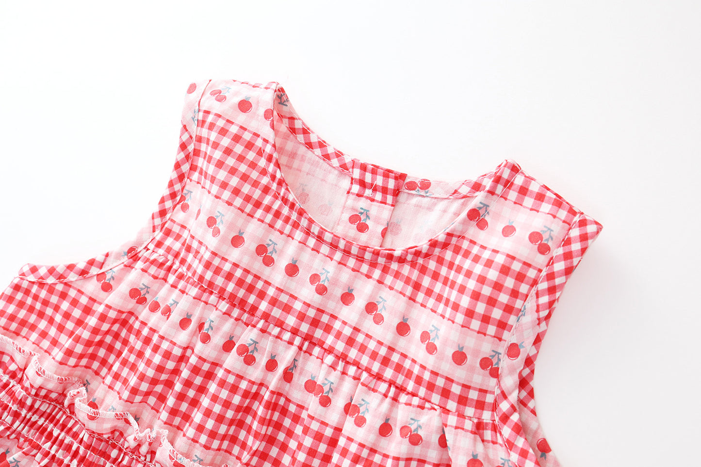 Girls Sweet Strawberry Print Sleeveless Dress