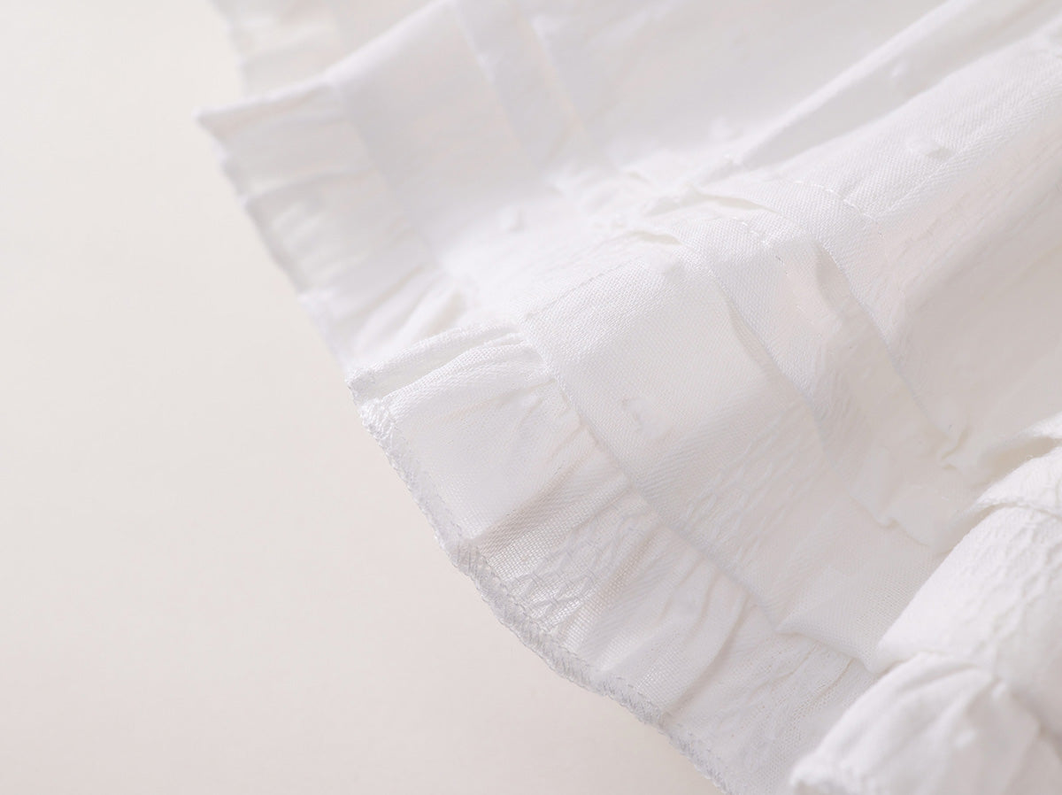 Girl's White Tiered Floral Skirt