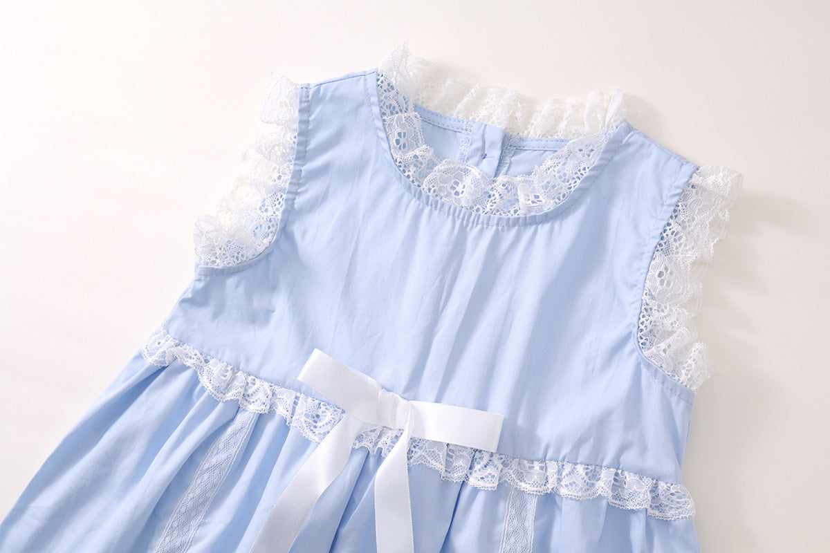 Girls Sleeveless Lace Patchwork Summer Dress