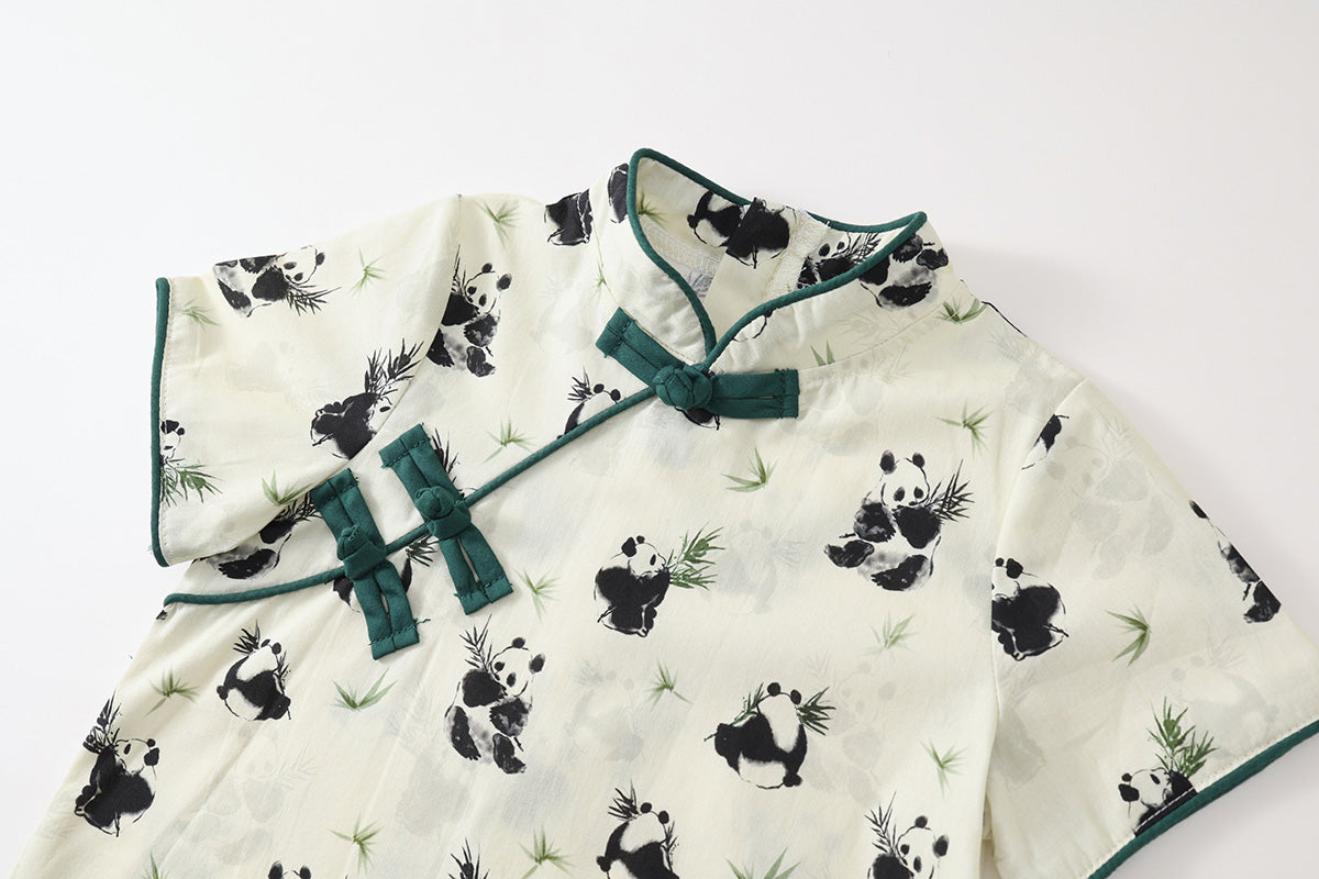 Girls Summer Panda Cheongsam