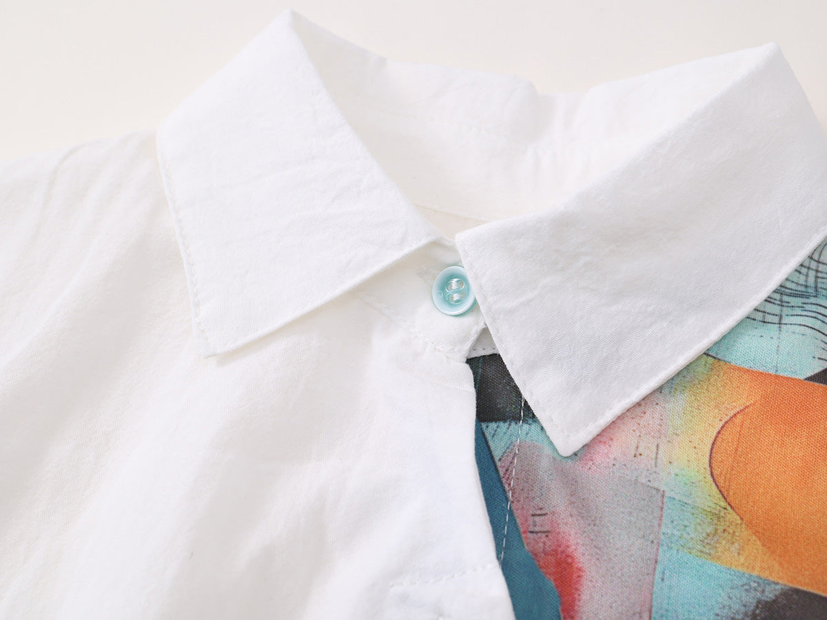 Girls Summer Fashion Mandarin Collar Dress