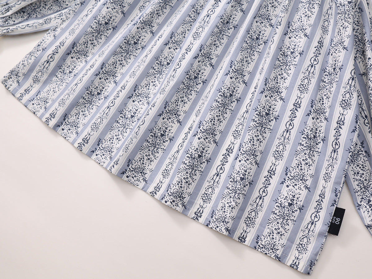 Girls Vintage Lace Collar Long Sleeve Floral Top