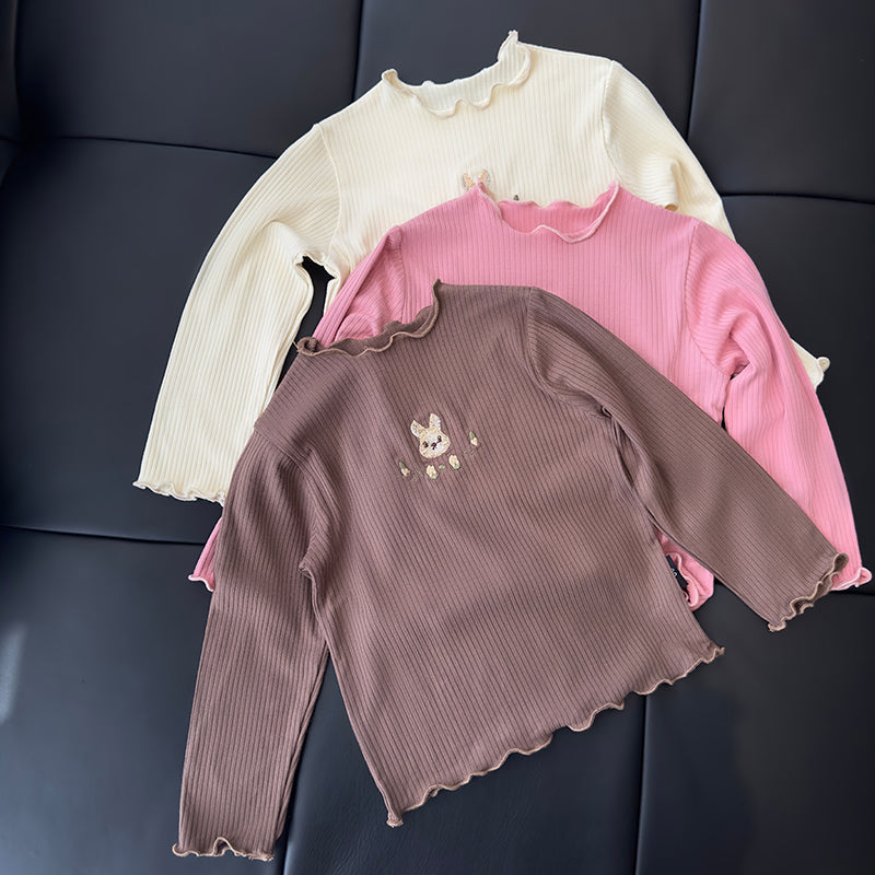 Girls' Embroidered Bunny Long-Sleeve Stretch Base Shirt