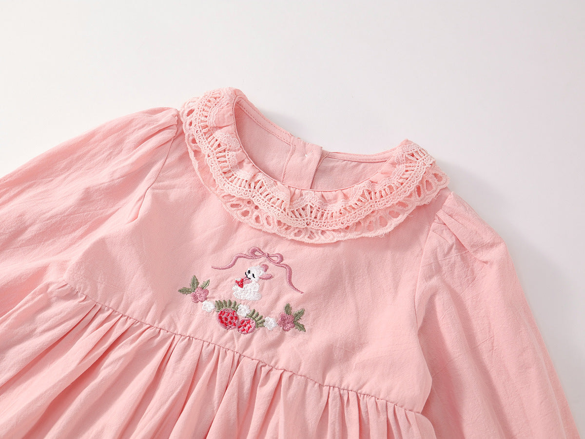 Girl's Embroidered Peter Pan Collar Dress