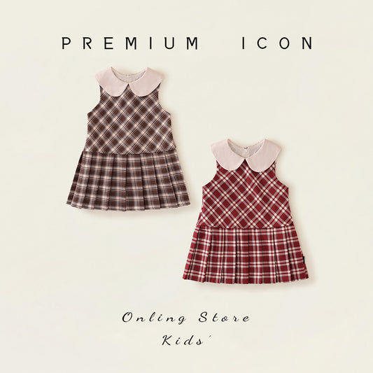 Girl's Plaid Pinafore Dress