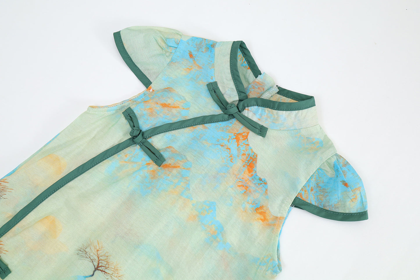 Girls Chinese Style Short Sleeve Dress