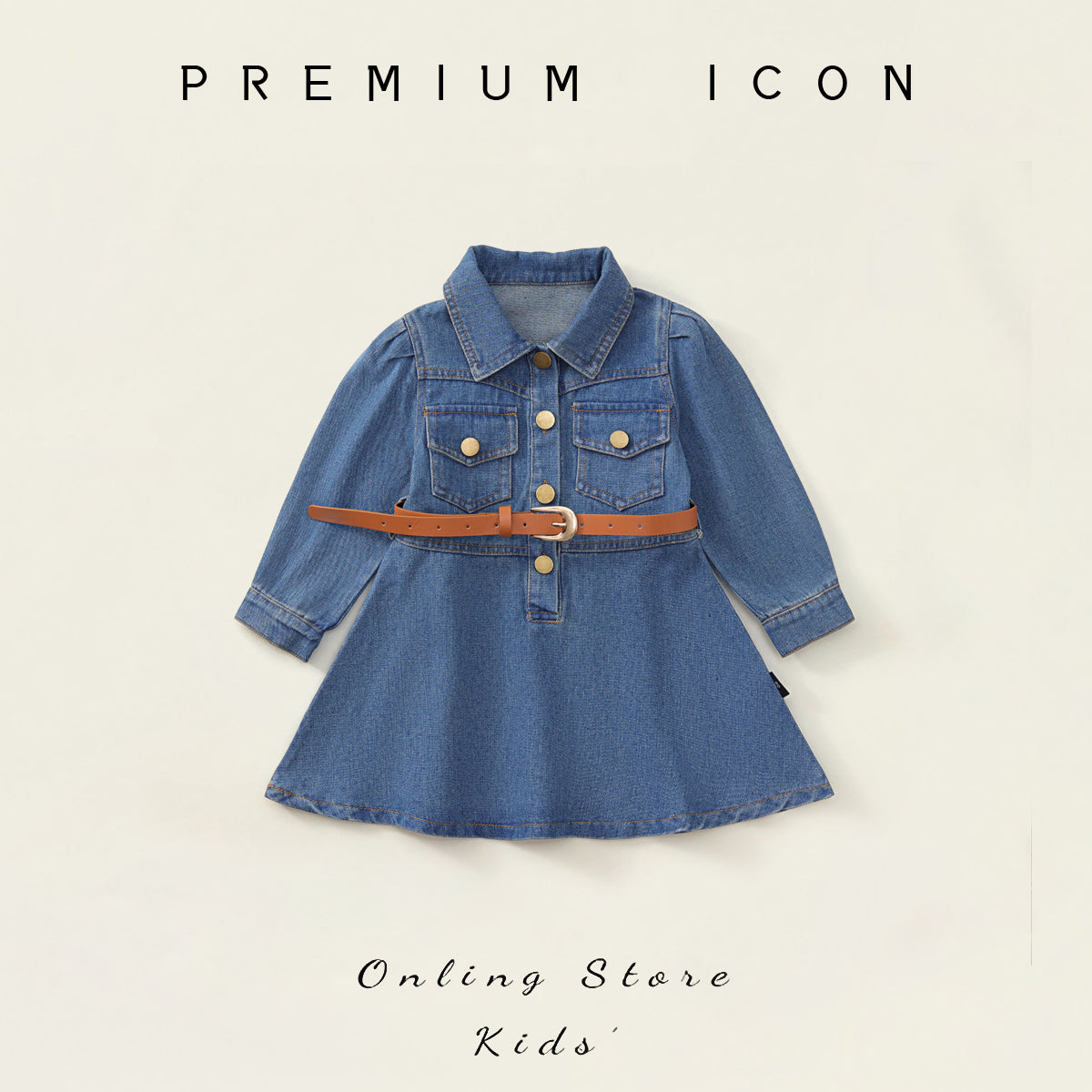 Girl's Denim Dress with Belt