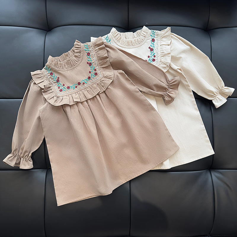 Girls' Embroidered Autumn Dress