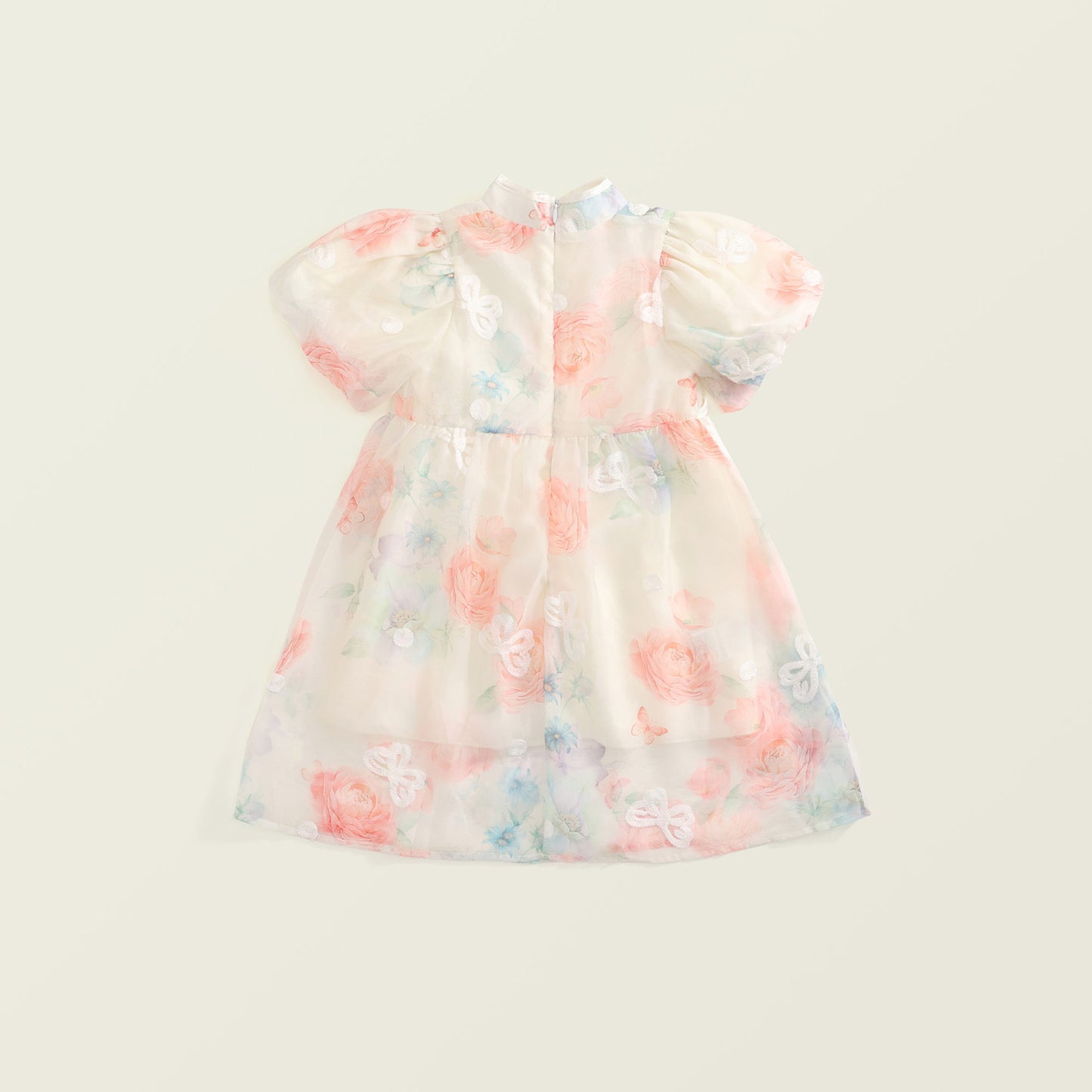 Girl's New Chinese-Style Bubble Sleeve Cheongsam Dress