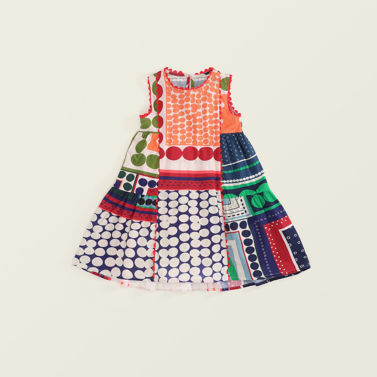 Girls Ethnic Sleeveless Patchwork Dress