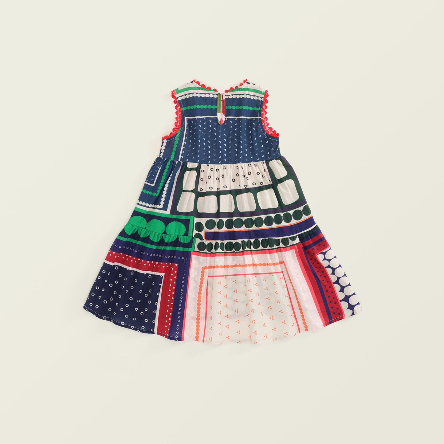 Girls Ethnic Sleeveless Patchwork Dress