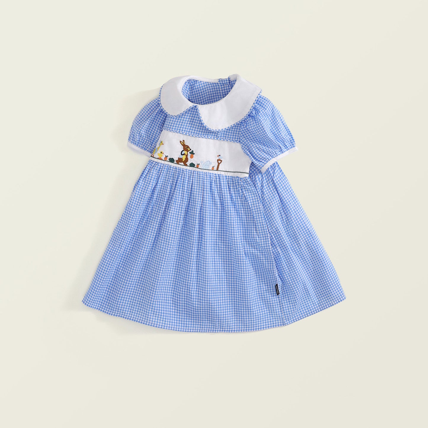 Girls Animal Embroidery Plaid Dress