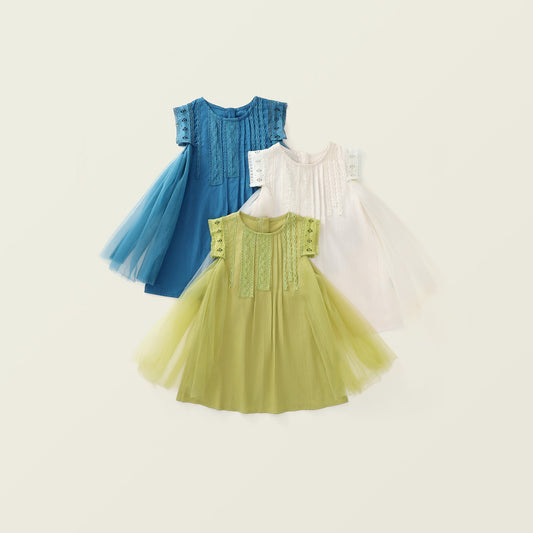 Girls Lace Trim Sleeveless Dress