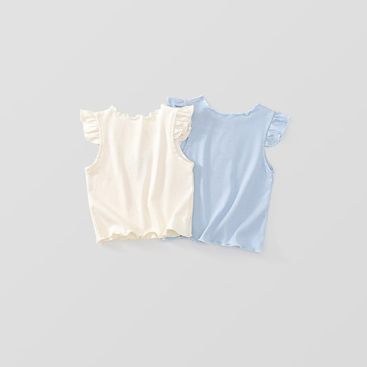 Girls Summer Embroidered Round Neck T-Shirt