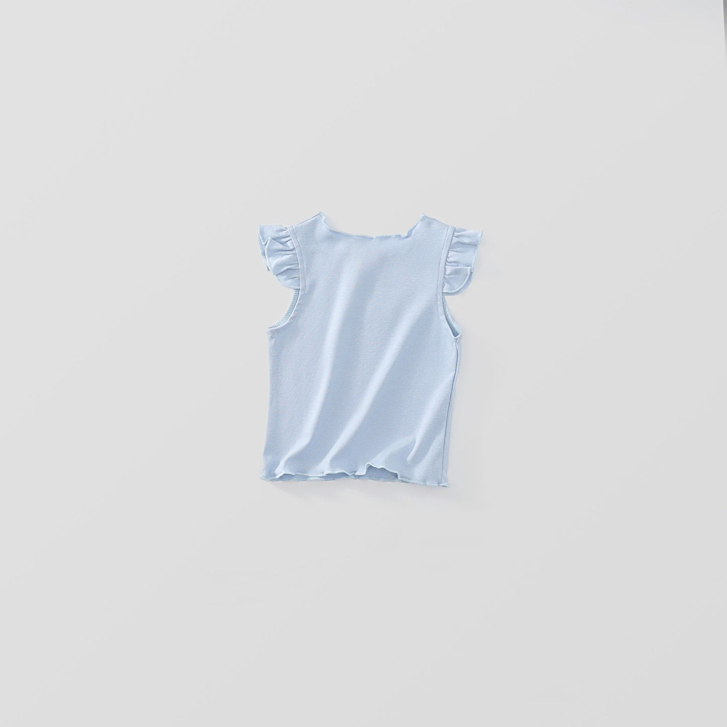 Girls Summer Embroidered Round Neck T-Shirt