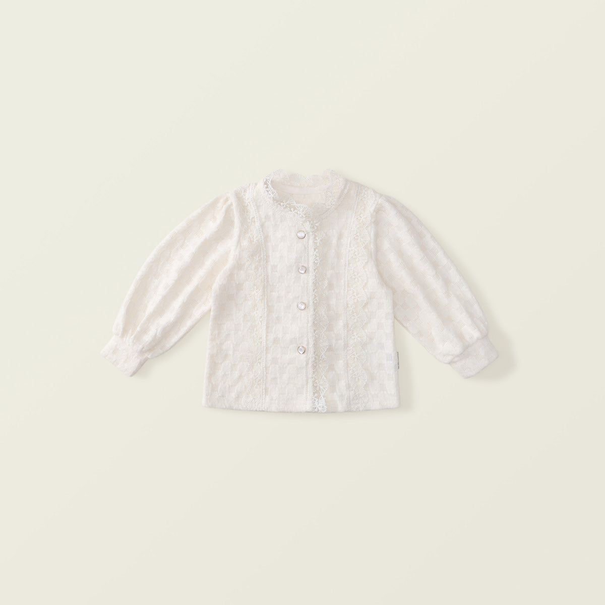 Girls Lace Trim Long Sleeve Tweed Cardigan