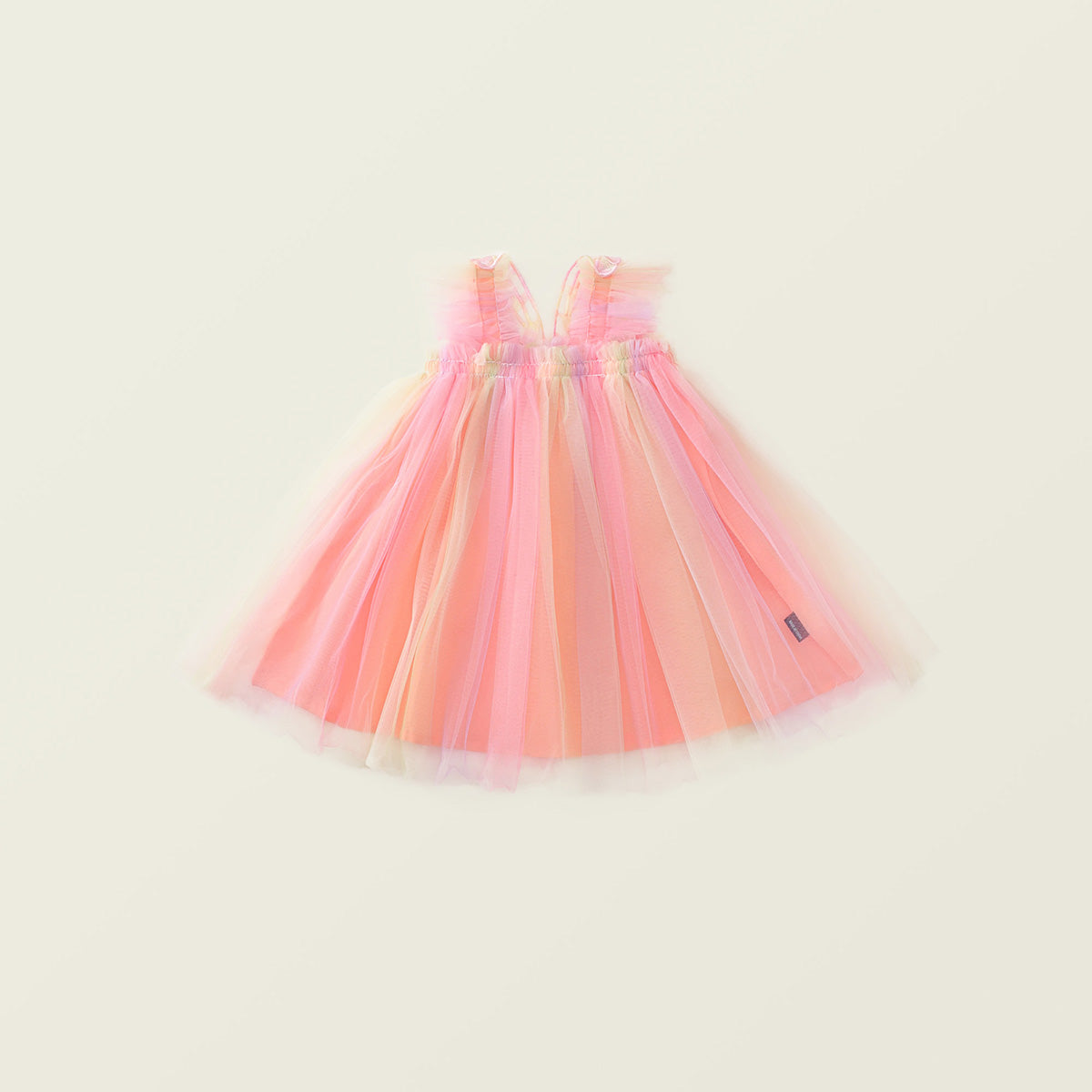 Girls Rainbow Flutter Sleeve Tulle Dress