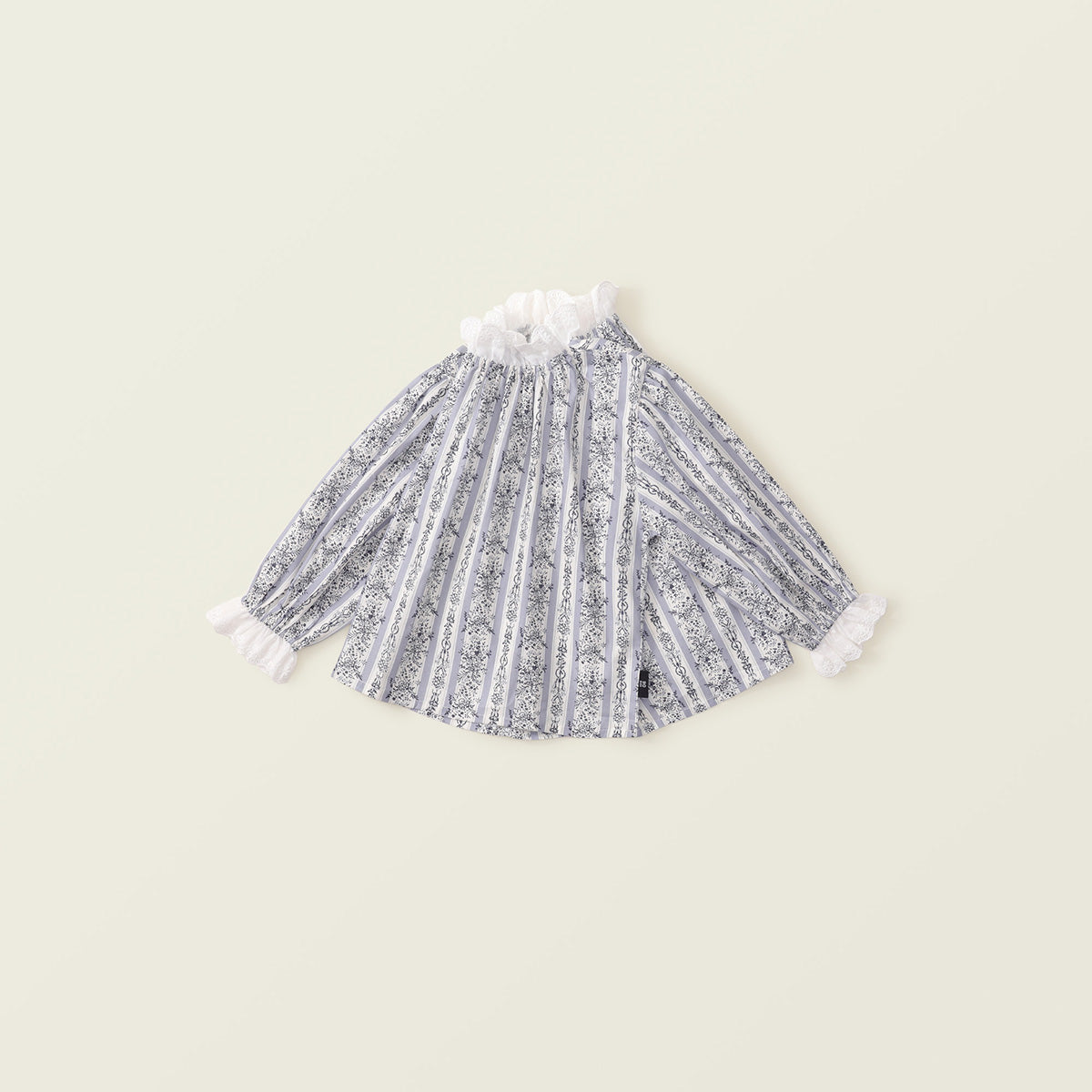 Girls Vintage Lace Collar Long Sleeve Floral Top