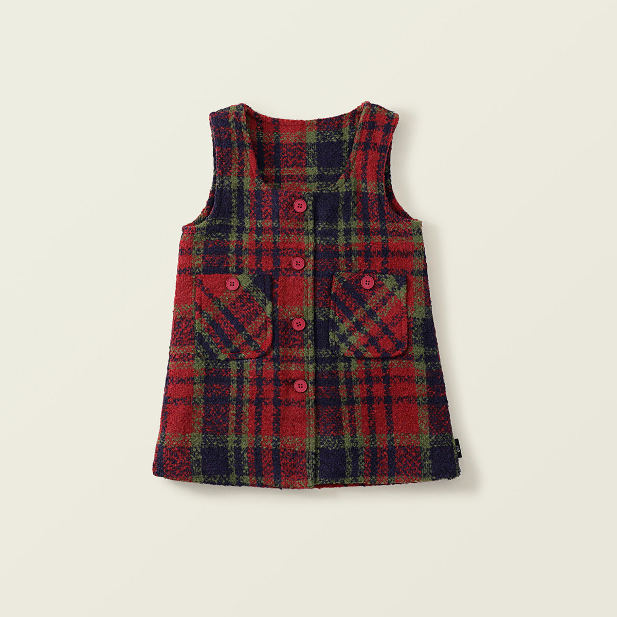 Girl's Plaid Wool Pinafore Dress