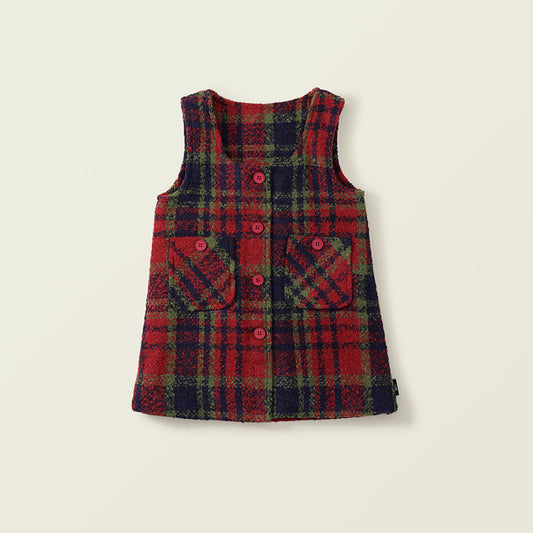 Girl's Plaid Wool Pinafore Dress