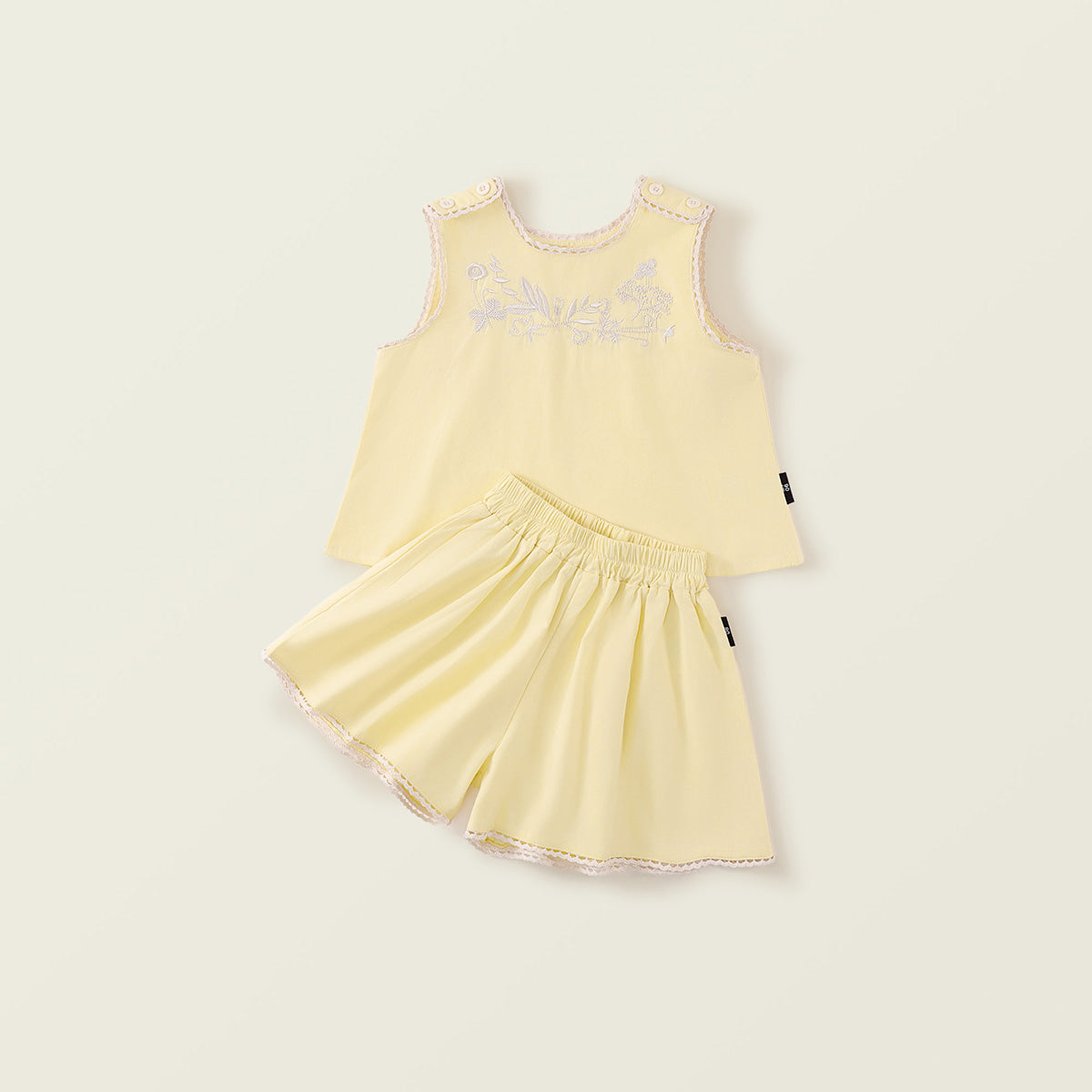 Girl's Yellow Embroidered Cotton Set
