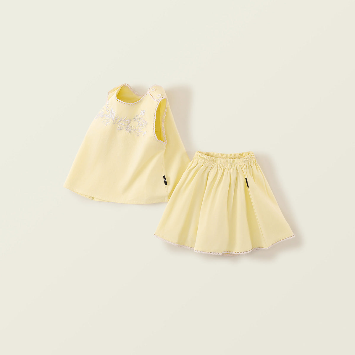 Girl's Yellow Embroidered Cotton Set