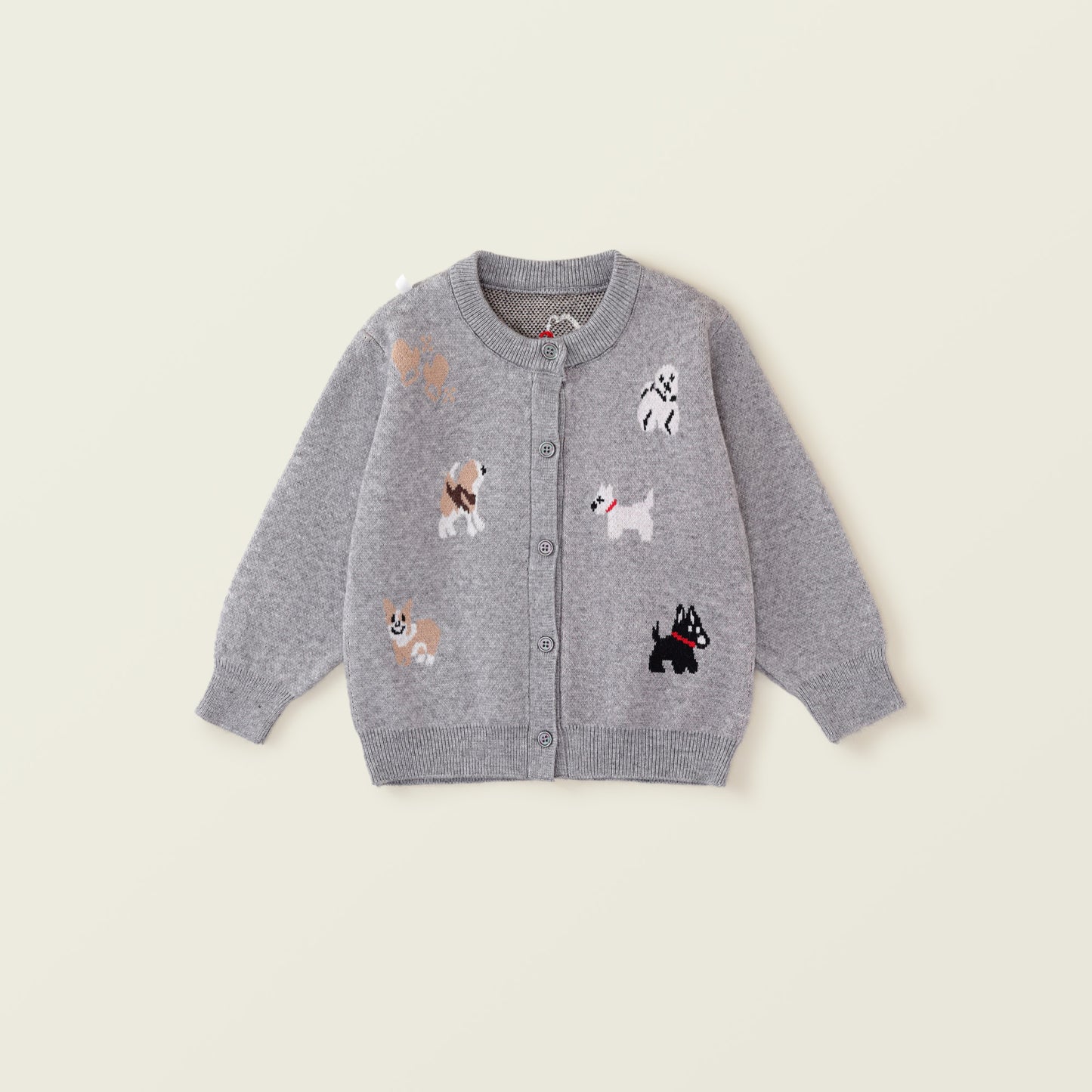 Girl's Gray Knit Cardigan - 2025 Fall New Arrival