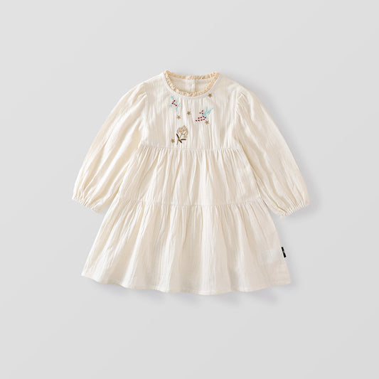 Girl's Cottage Style Embroidered Dres