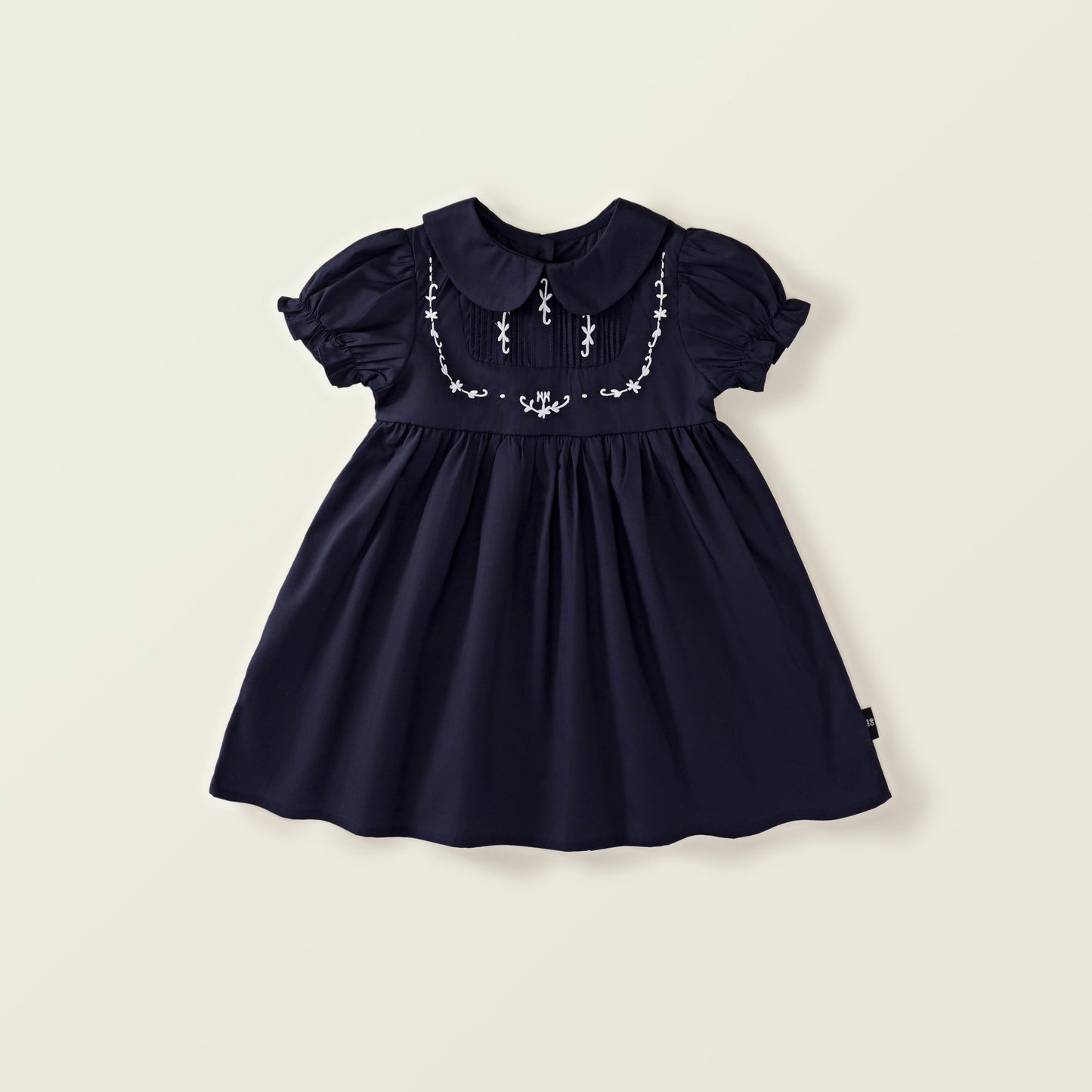 Girl's Navy Blue Embroidered Dress