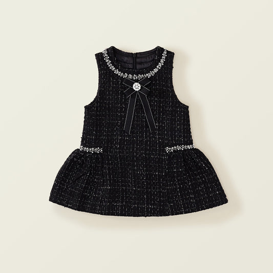 Girl's Tweed Sleeveless Dress - 2025 Spring New Arrival