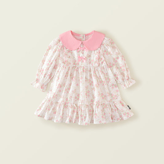Girls' Pastel Floral Cotton Dress